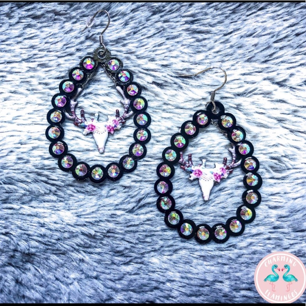 Floral Deer Antler Earrings